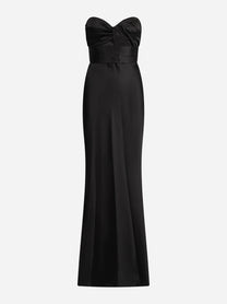 Abito Red Carpet lungo in raso nero - vista frontale