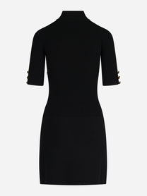 Mini abito in maglia con bottoni gioiello nero - vista posteriore