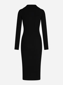 Abito midi in maglia con ricami à jour nero - vista posteriore