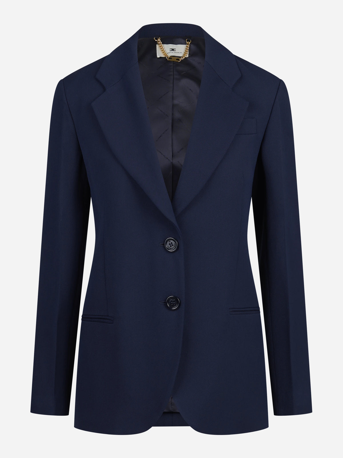 Blazer monopetto in viscosa blu - vista frontale