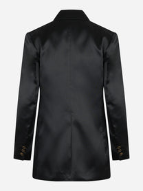 Blazer monopetto in gazar nero - vista posteriore