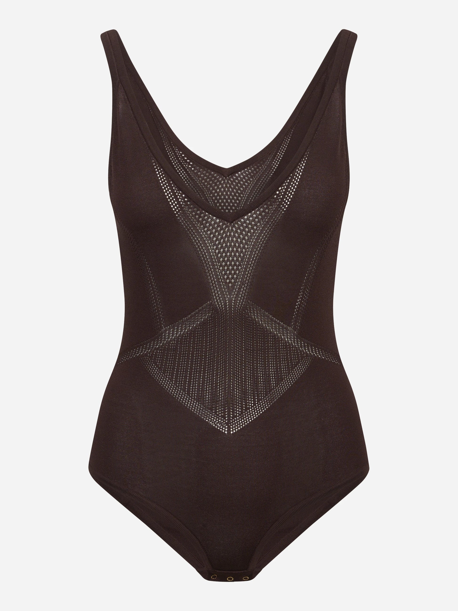 Body marrone in maglia traforata