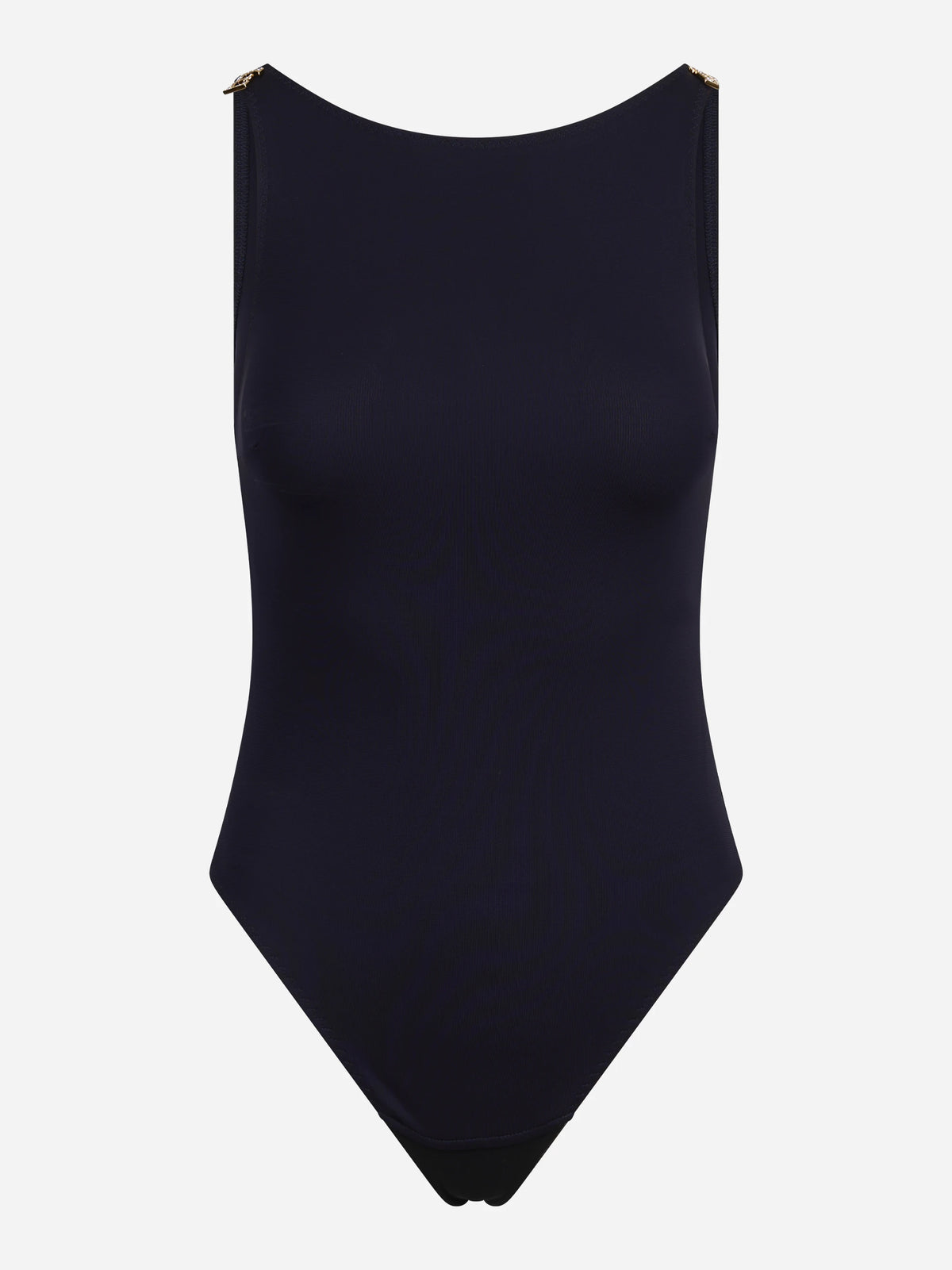Body smanicato in jersey crêpe blu notte - vista frontale