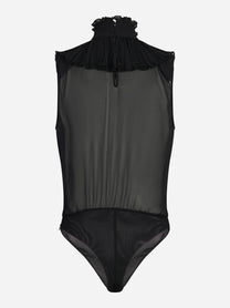 Body in pizzo con collo alto nero - dettaglio del prodotto