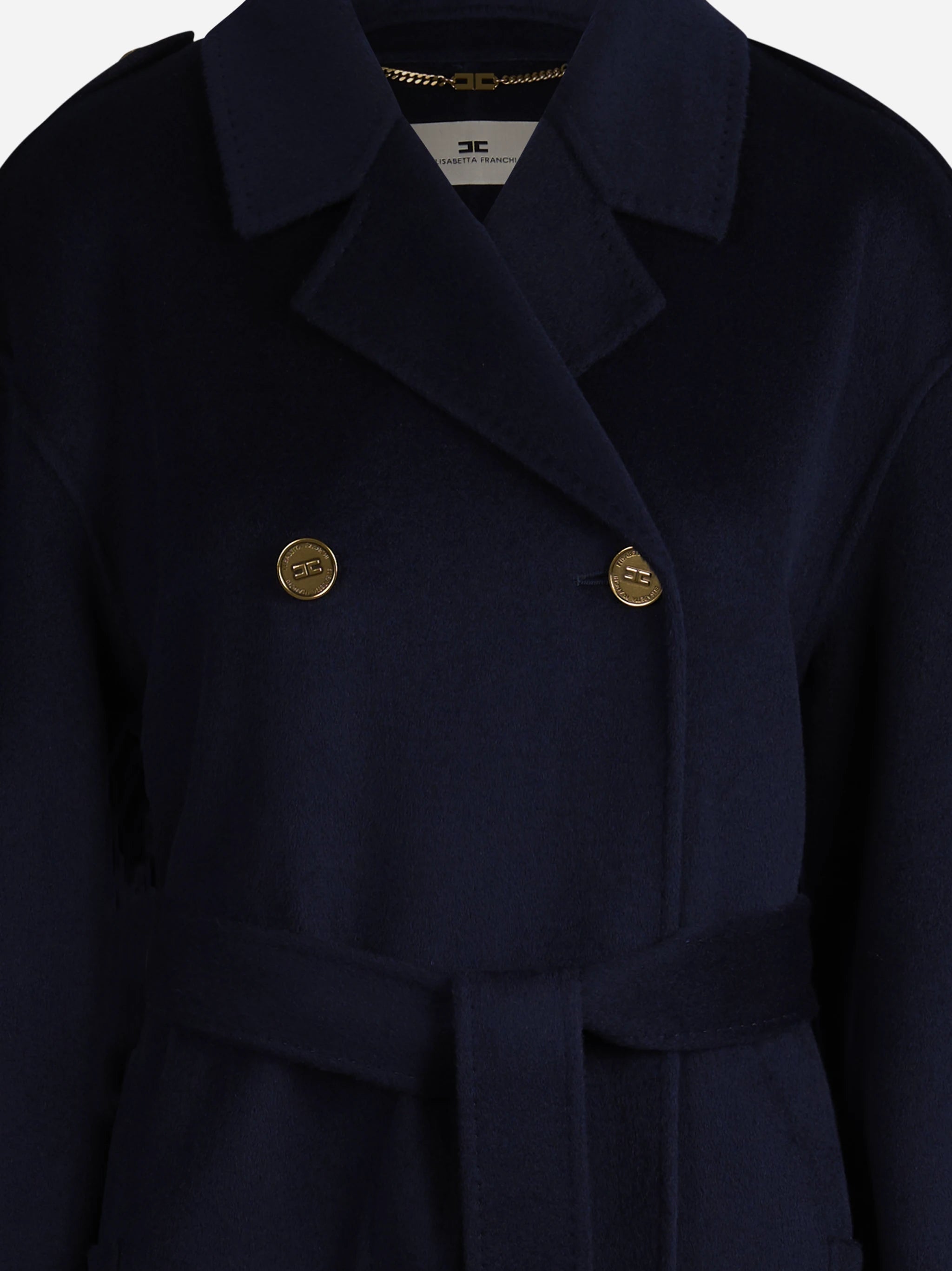 Cappotto trench in lana con cintura blu - dettaglio prodotto