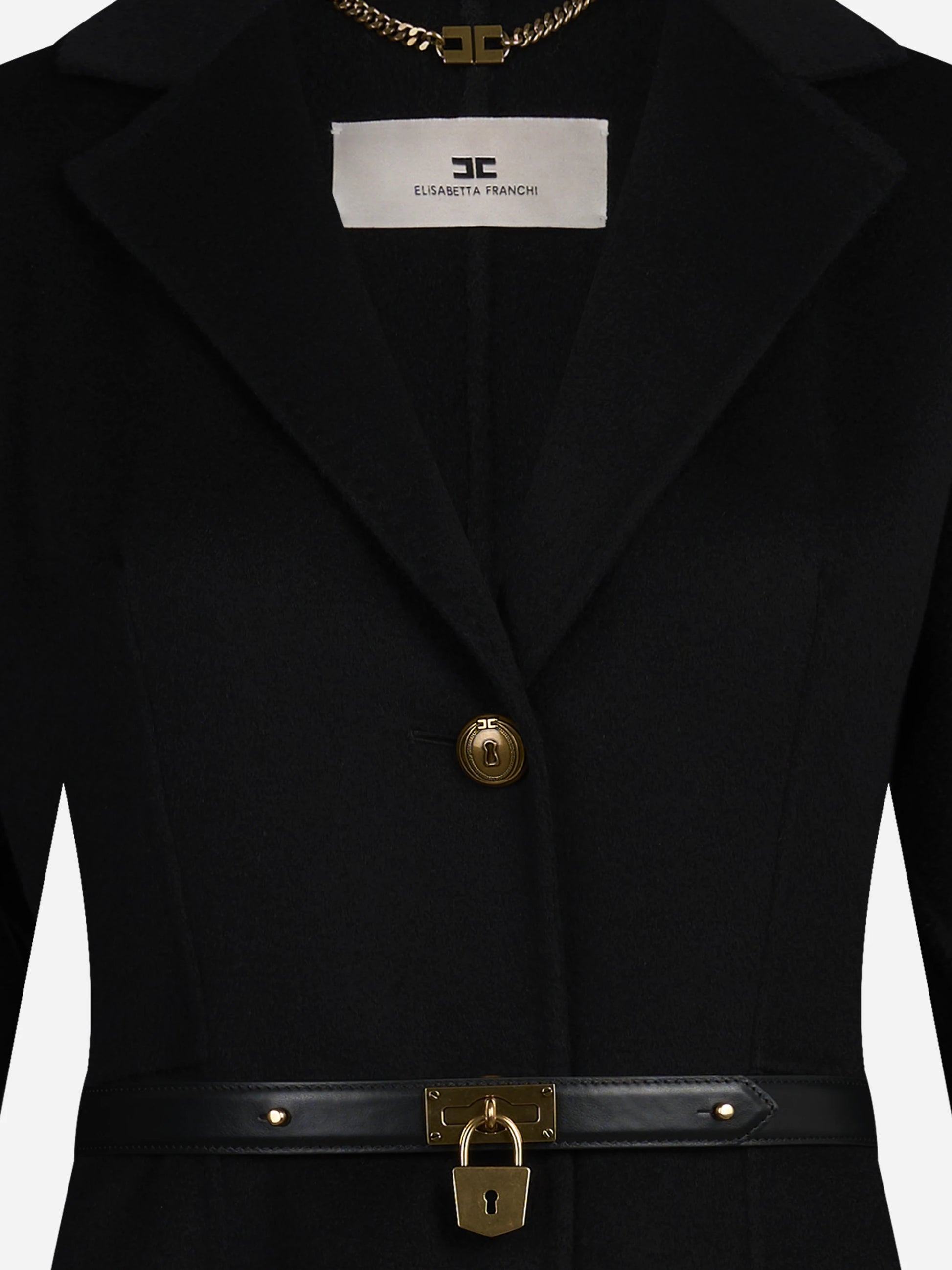 Cappotto in panno double di lana con cintura - dettaglio del prodotto