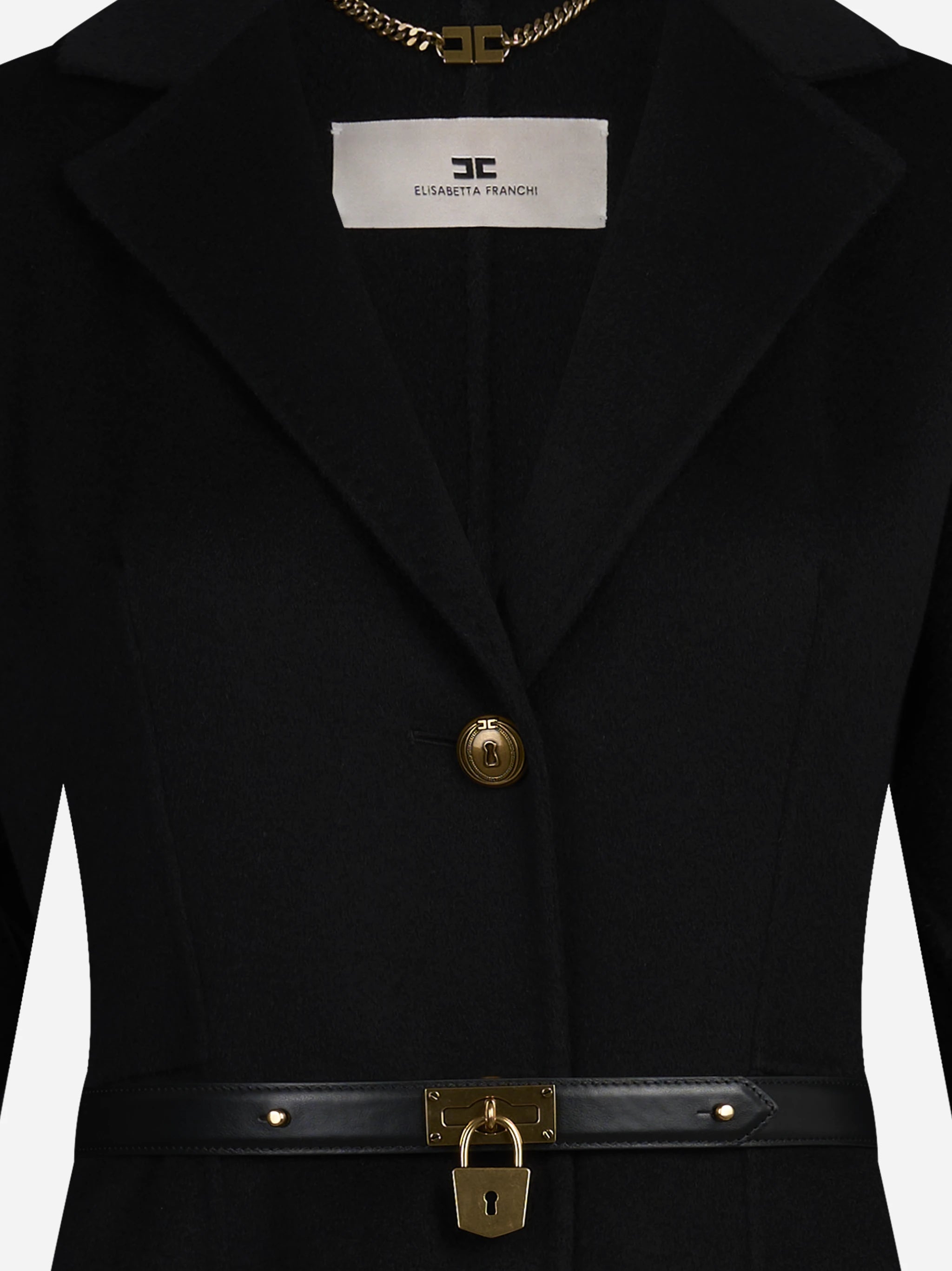Cappotto in panno double di lana con cintura - dettaglio del prodotto