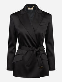 Giacca in raso stretch con cintura nera ELISABETTA FRANCHI – immagine 1 di 3