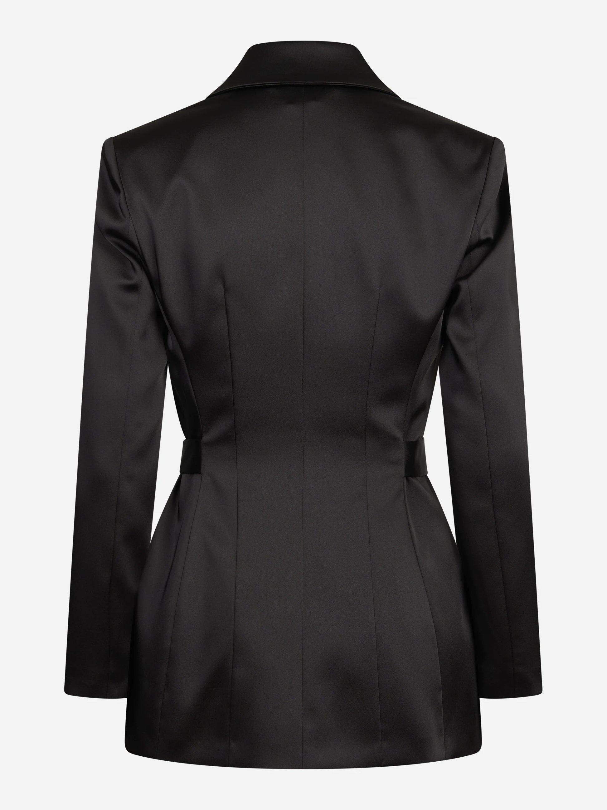 Giacca in raso stretch con cintura nera ELISABETTA FRANCHI – immagine 2 di 3