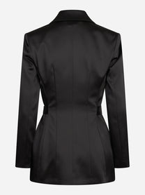 Giacca in raso stretch con cintura nera ELISABETTA FRANCHI – immagine 2 di 3