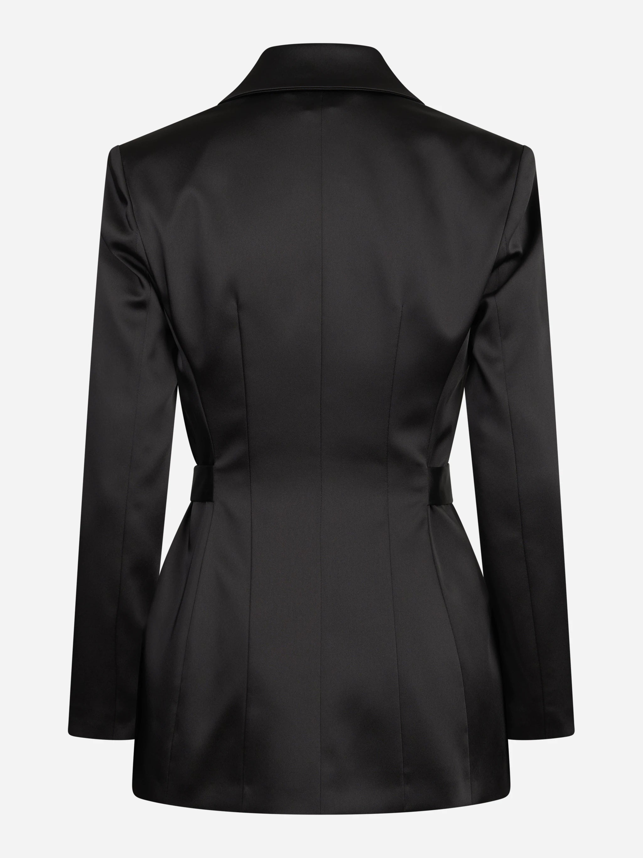 Giacca in raso stretch con cintura nera ELISABETTA FRANCHI – immagine 2 di 3
