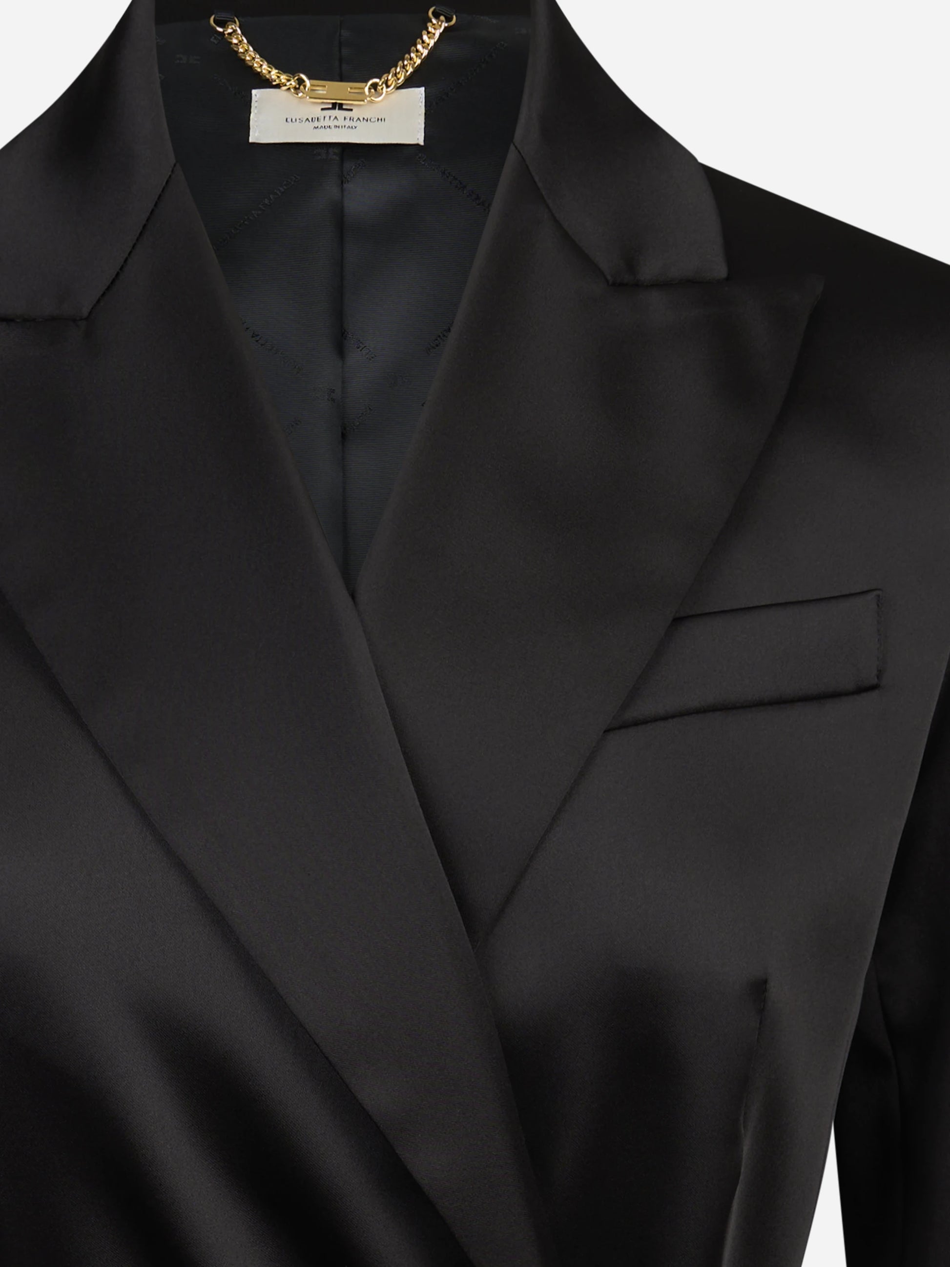 Giacca in raso stretch con cintura nera ELISABETTA FRANCHI – immagine 3 di 3