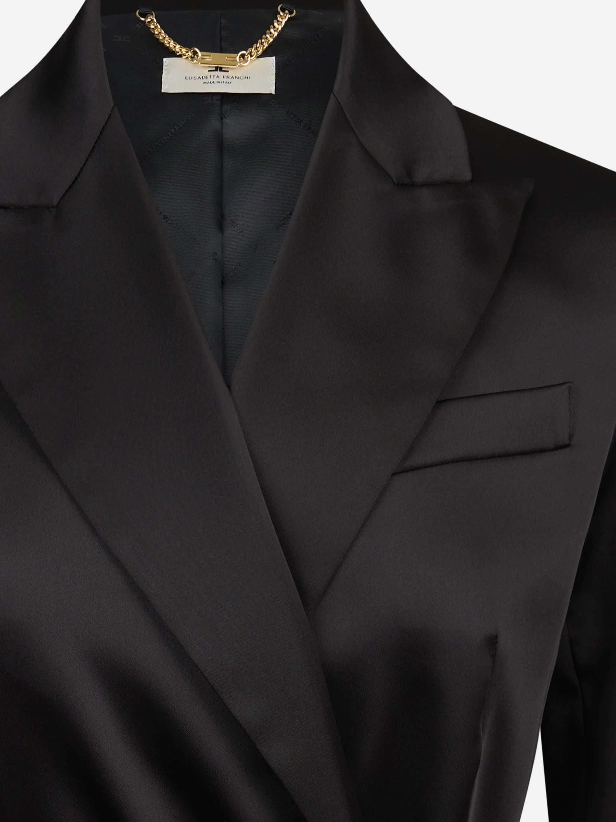 Giacca in raso stretch con cintura nera ELISABETTA FRANCHI – immagine 3 di 3