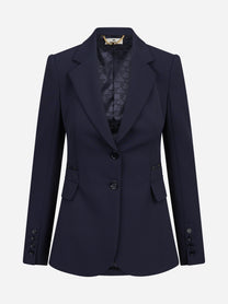 Giacca monopetto in doppio crêpe blu ELISABETTA FRANCHI – immagine 1 di 3