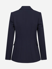 Giacca monopetto in doppio crêpe blu ELISABETTA FRANCHI – immagine 2 di 3