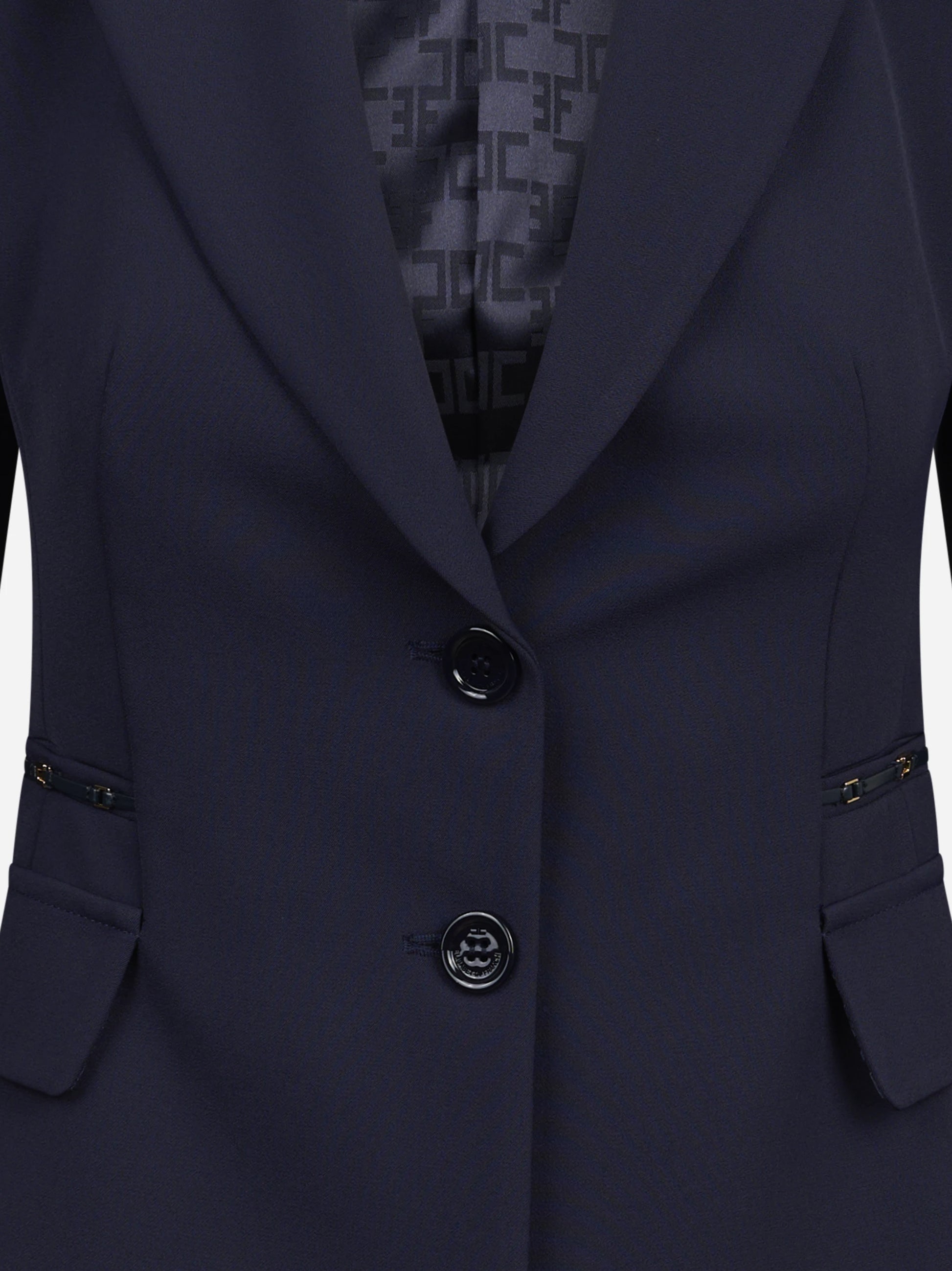 Giacca monopetto in doppio crêpe blu ELISABETTA FRANCHI – immagine 3 di 3