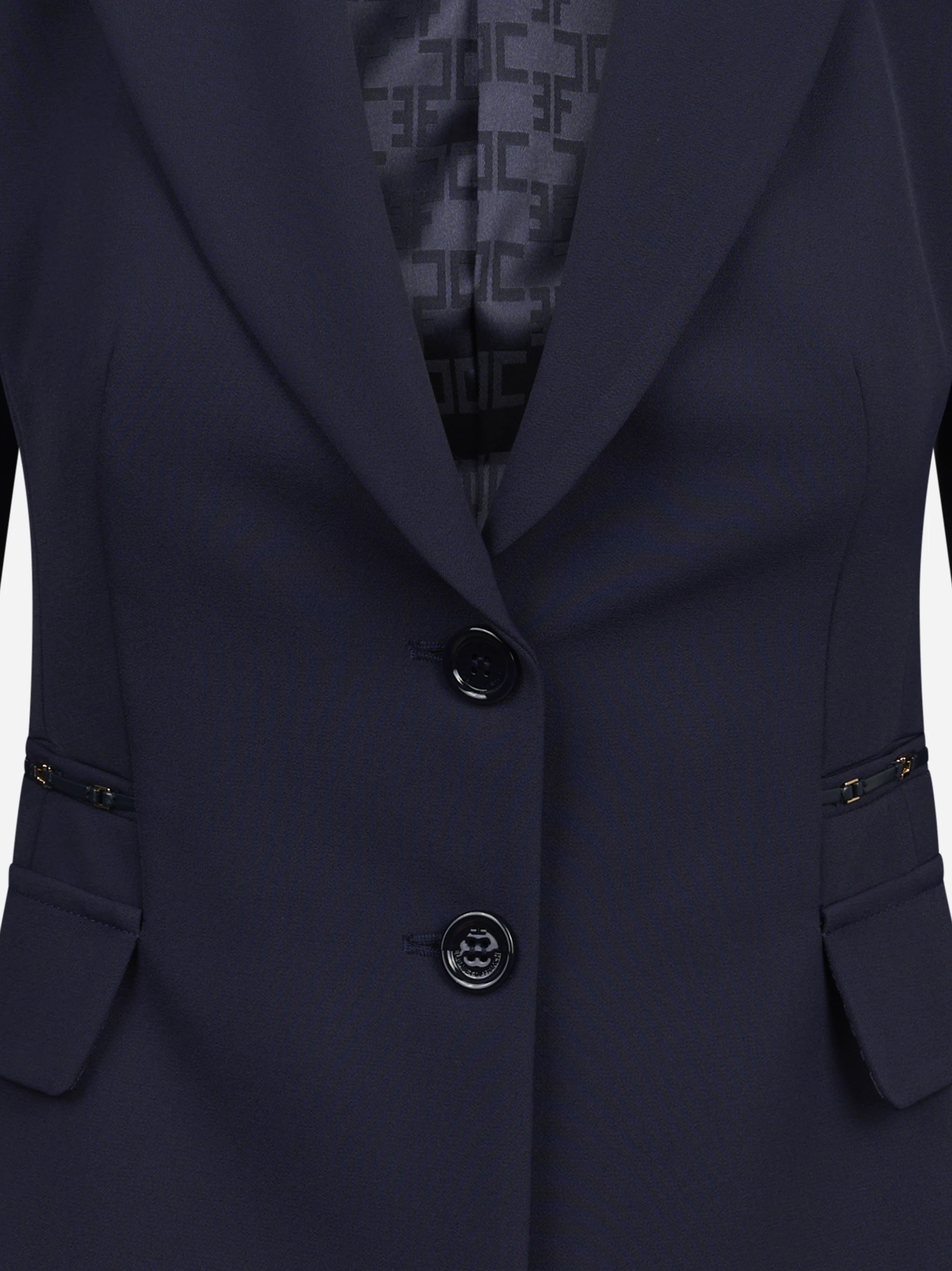 Giacca monopetto in doppio crêpe blu ELISABETTA FRANCHI – immagine 3 di 3
