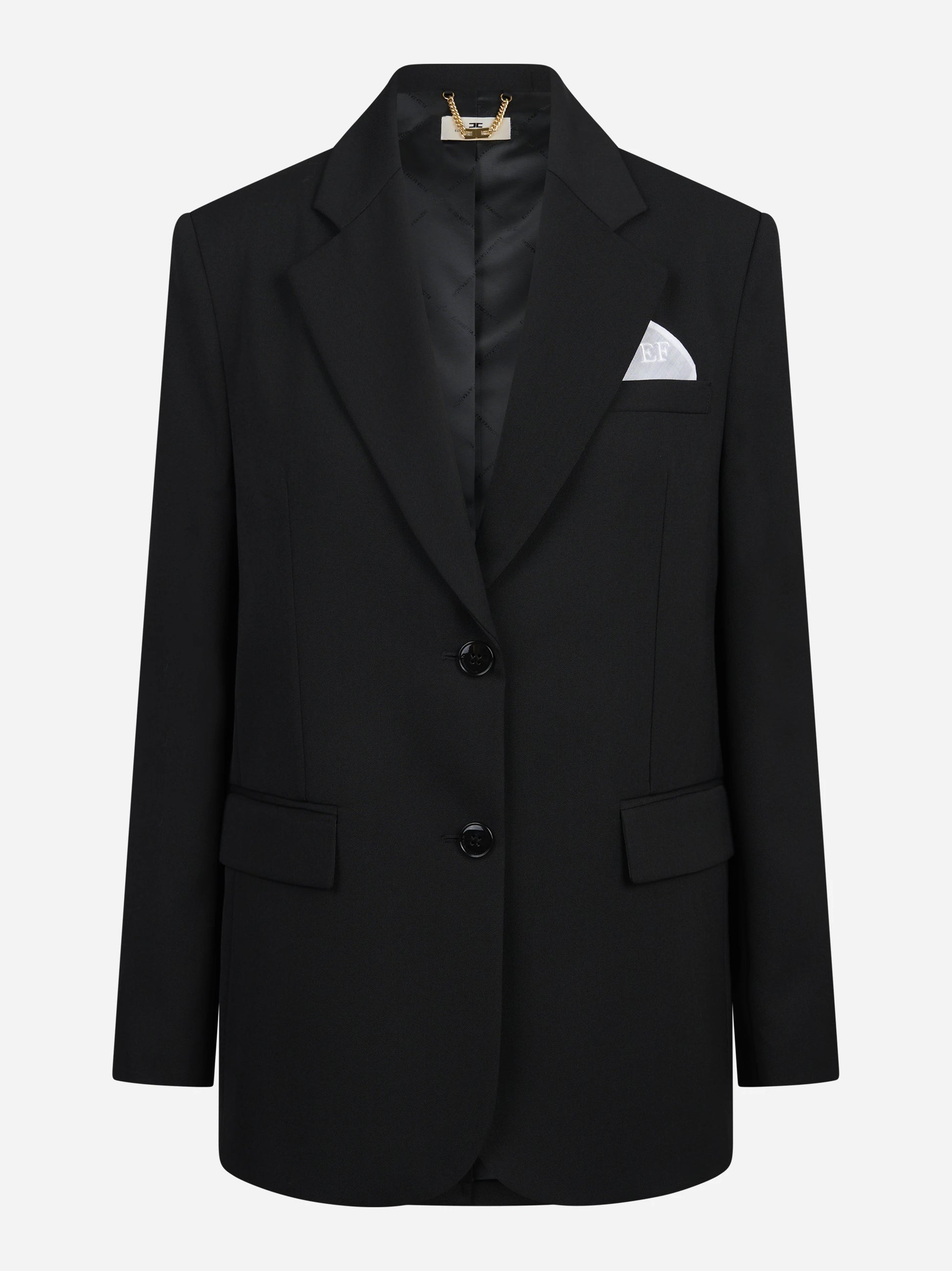 Giacca monopetto in gabardina nera ELISABETTA FRANCHI – immagine 1 di 3