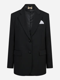 Giacca monopetto in gabardina nera ELISABETTA FRANCHI – immagine 1 di 3