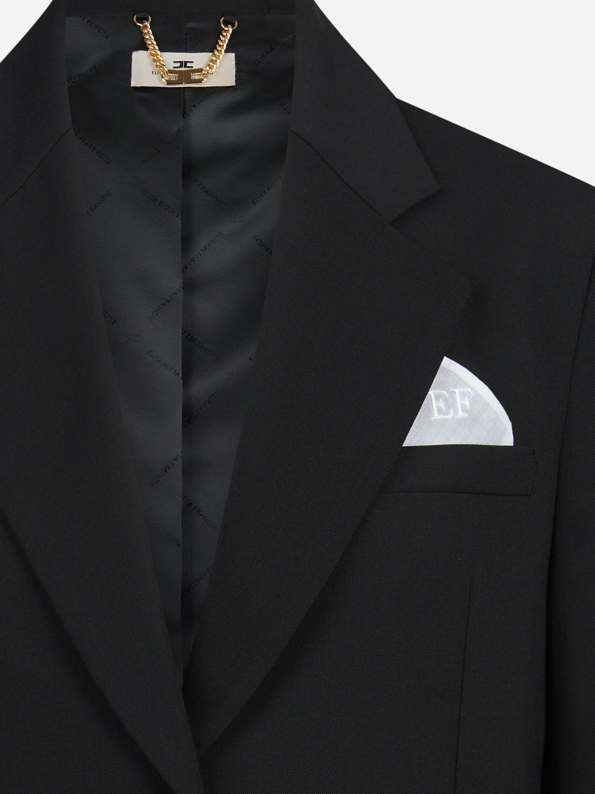Giacca monopetto in gabardina nera ELISABETTA FRANCHI – immagine 3 di 3