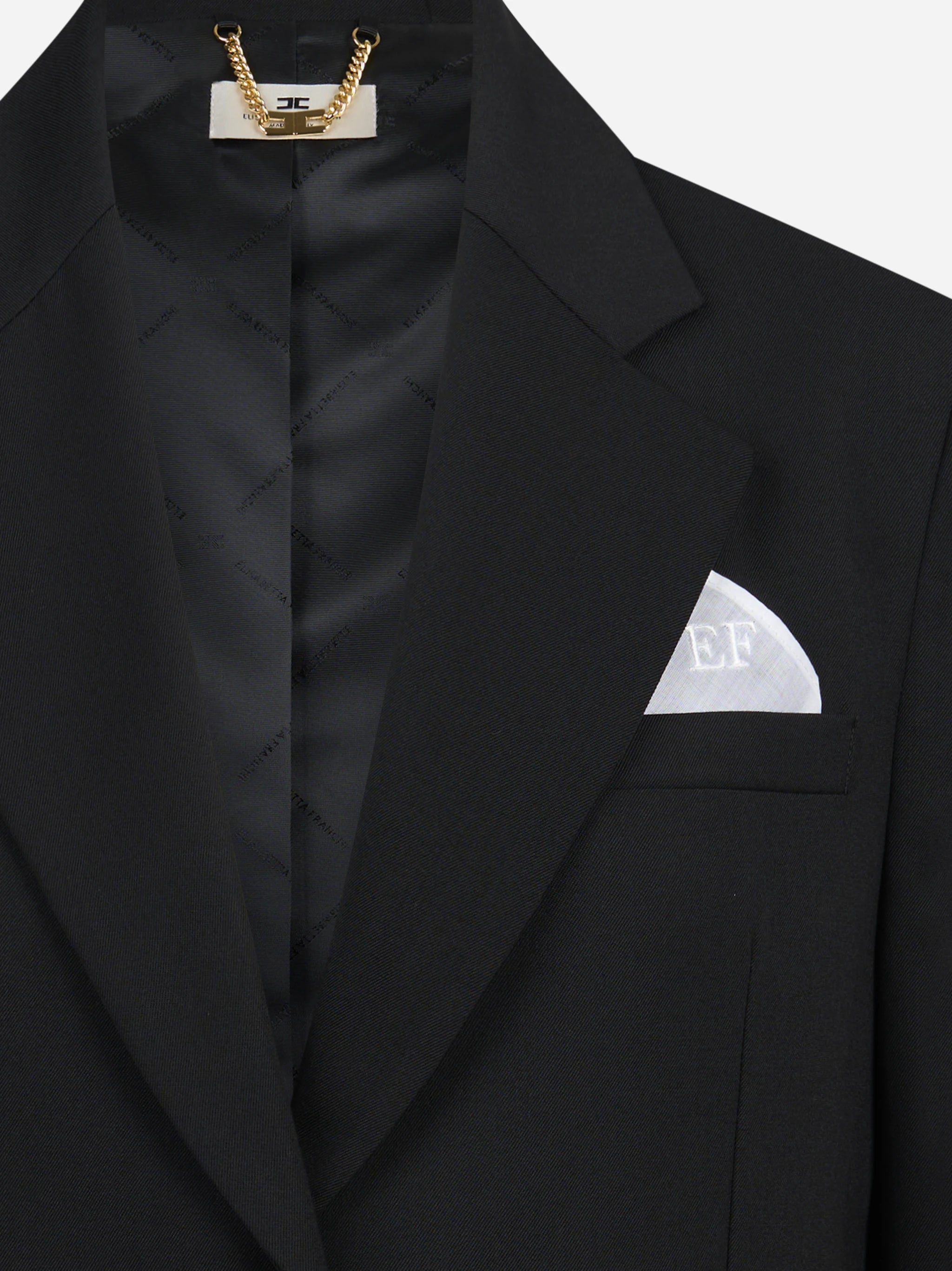 Giacca monopetto in gabardina nera ELISABETTA FRANCHI – immagine 3 di 3