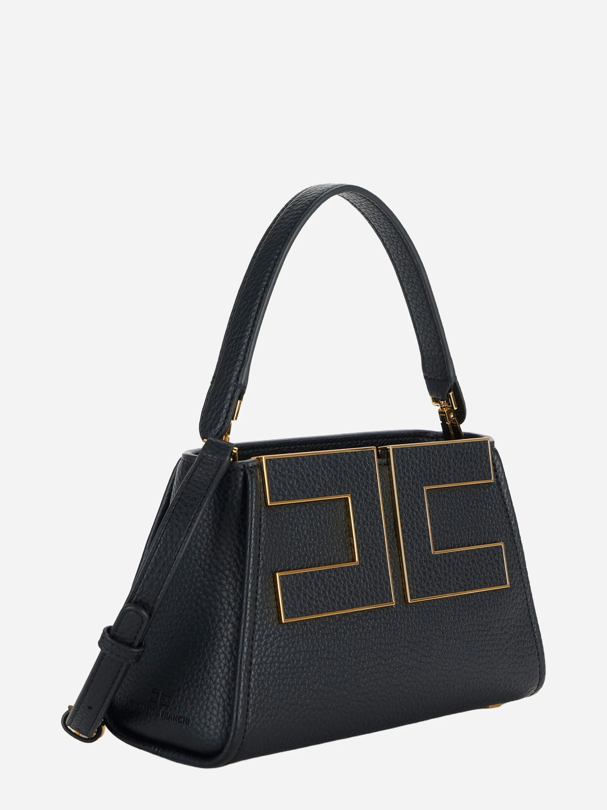 Borsa a mano con logo nera Elisabetta Franchi, vista 2 di 4