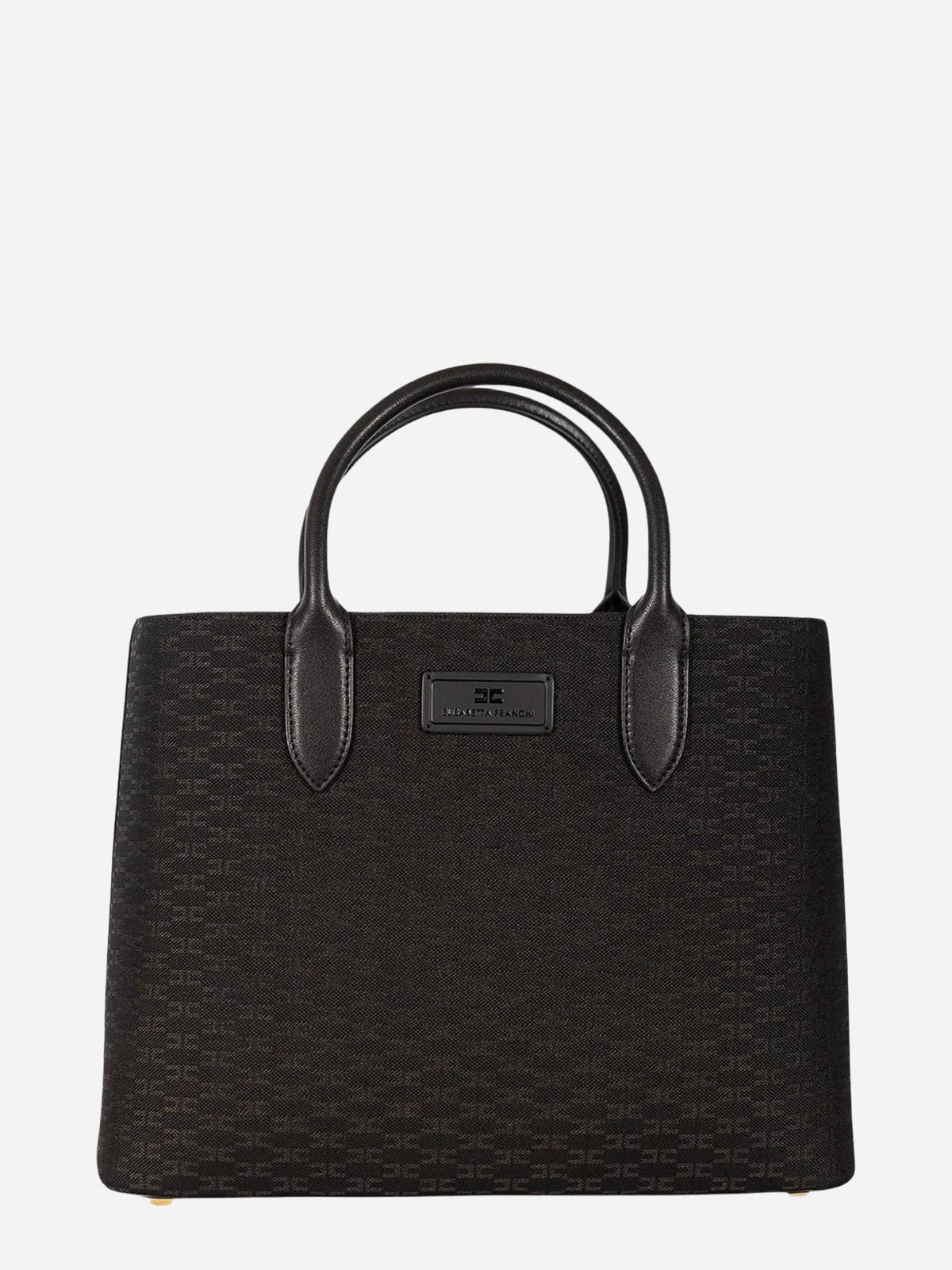 Borsa tote monogram nera Elisabetta Franchi, vista 1 di 3