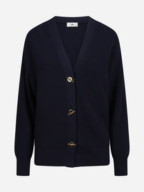 Cardigan con bottoni gioiello blu ELISABETTA FRANCHI – immagine 1 di 3