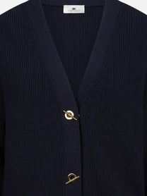 Cardigan con bottoni gioiello blu ELISABETTA FRANCHI – immagine 3 di 3