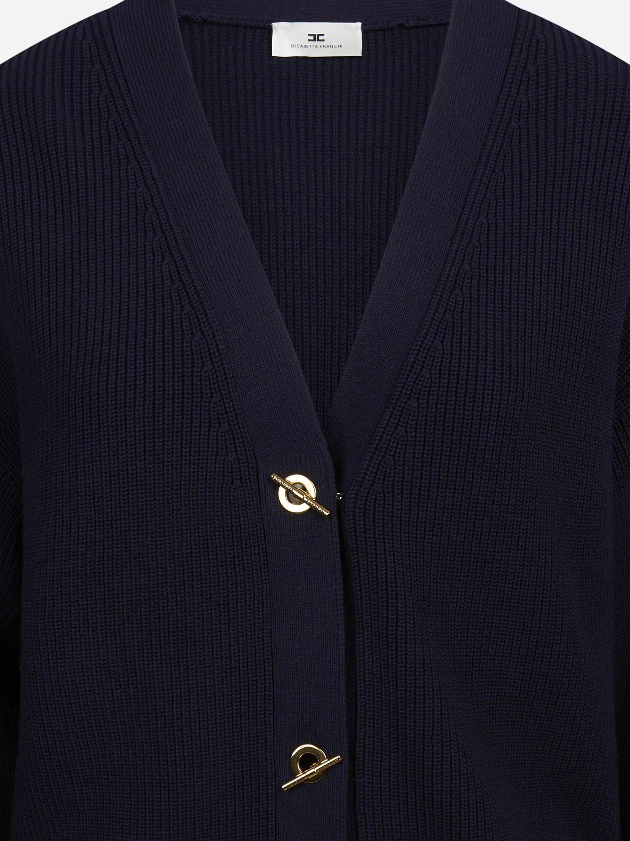 Cardigan con bottoni gioiello blu ELISABETTA FRANCHI – immagine 3 di 3