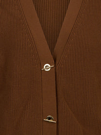 Cardigan con bottoni gioiello marrone ELISABETTA FRANCHI – immagine 3 di 3