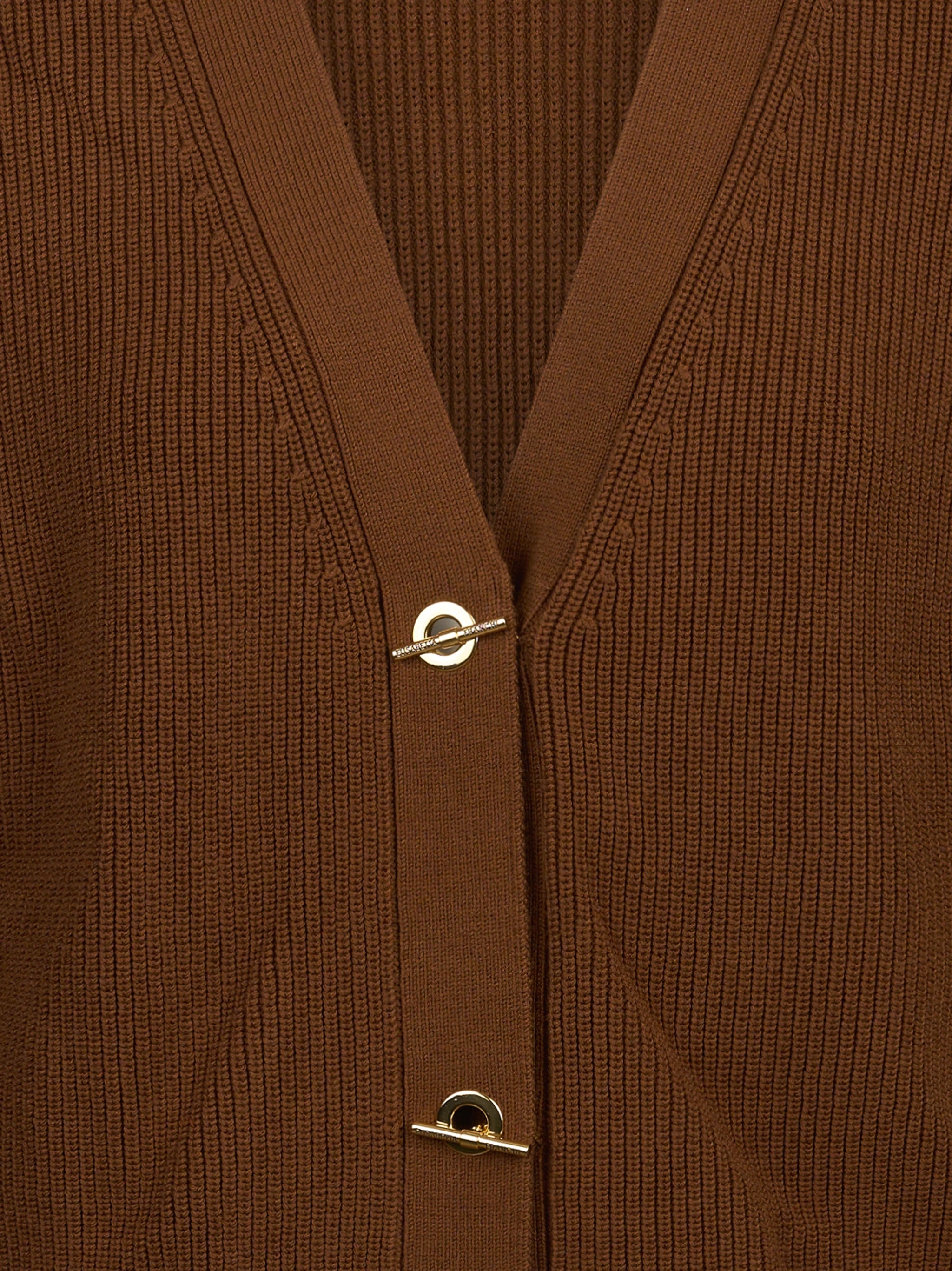Cardigan con bottoni gioiello marrone ELISABETTA FRANCHI – immagine 3 di 3
