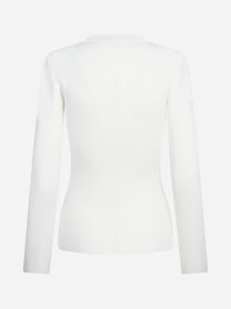 Cardigan in maglia con zip bianco ELISABETTA FRANCHI – immagine 2 di 3
