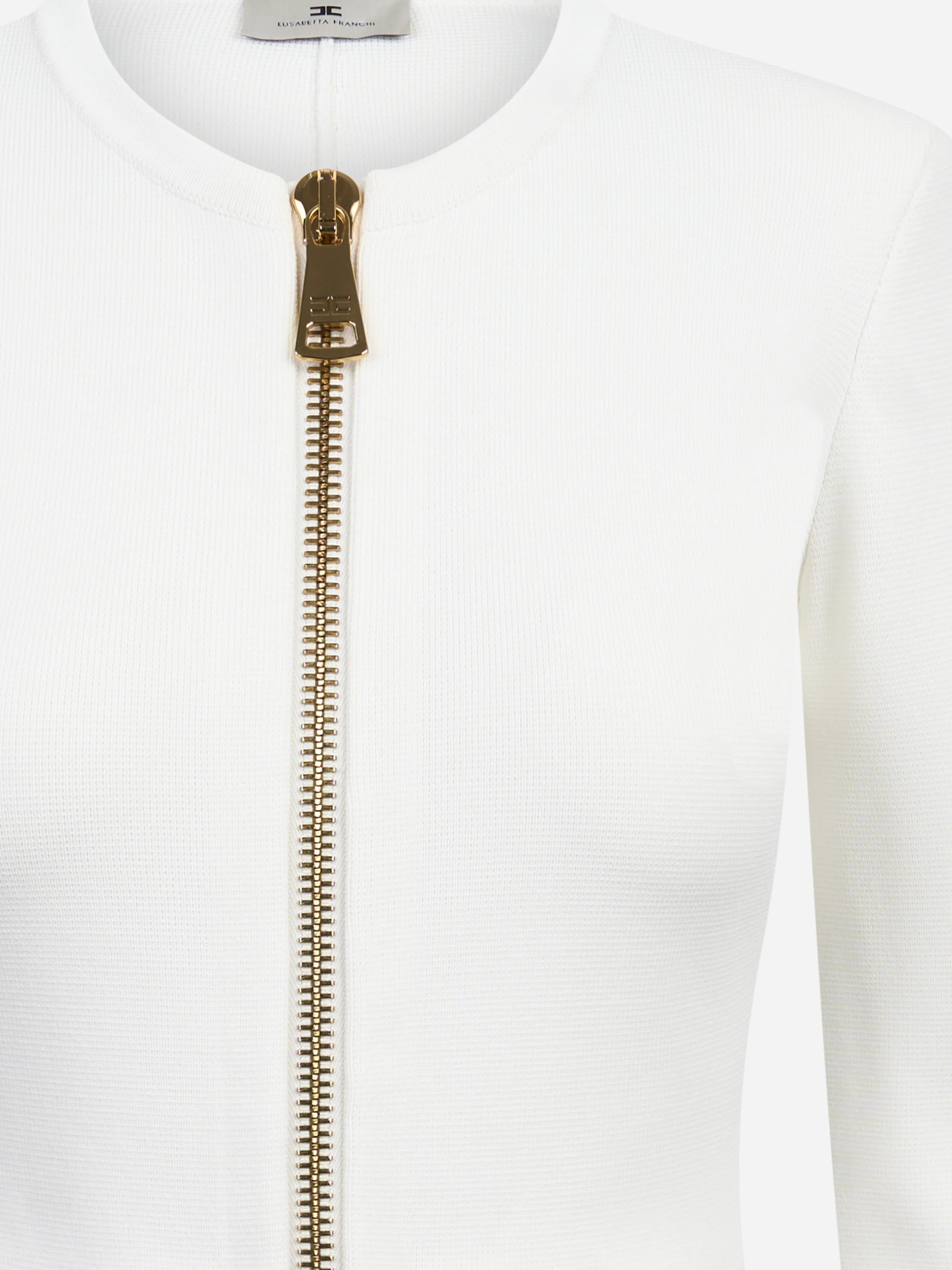 Cardigan in maglia con zip bianco ELISABETTA FRANCHI – immagine 3 di 3