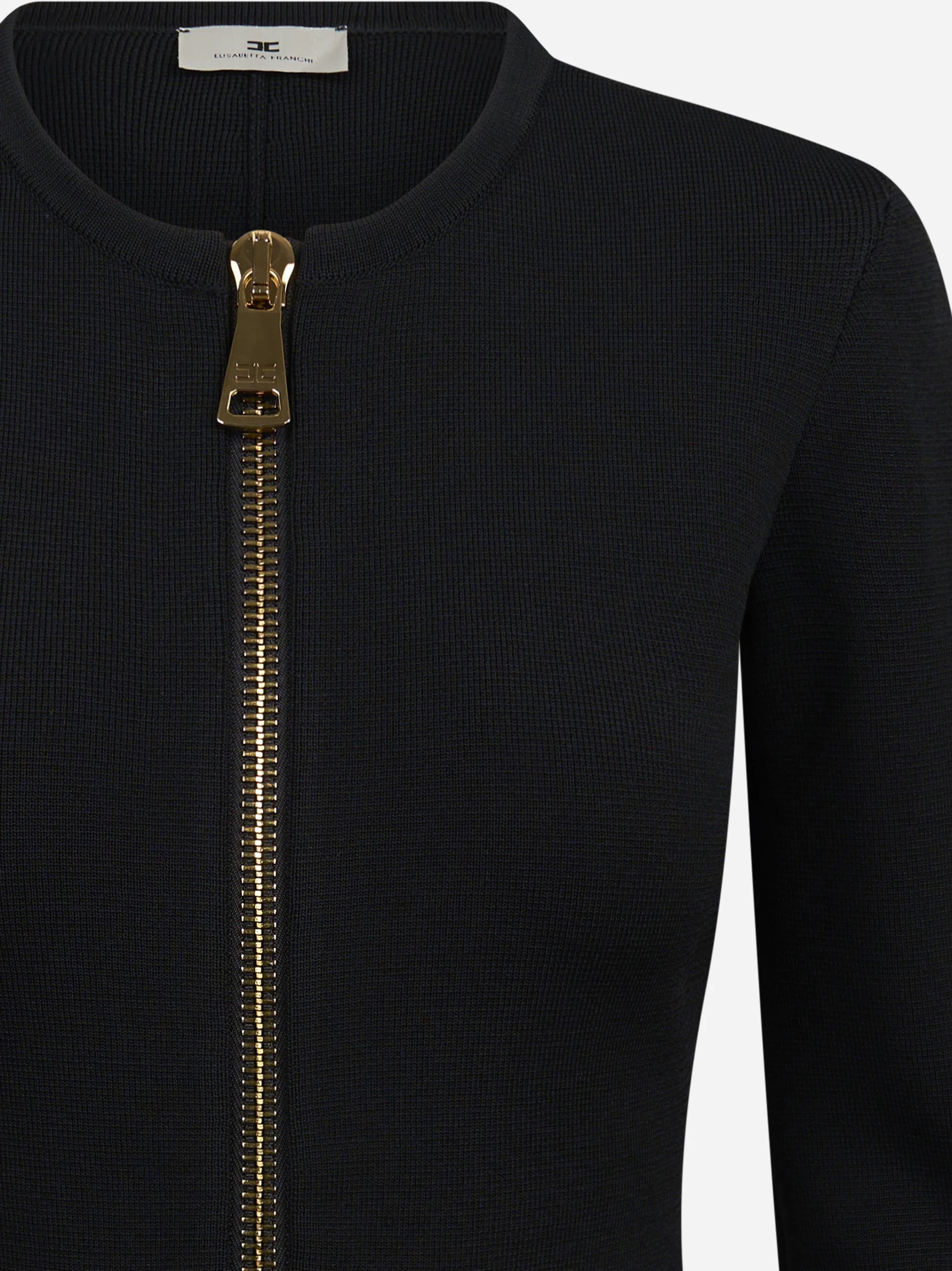 Cardigan in maglia con zip nero ELISABETTA FRANCHI – immagine 3 di 3