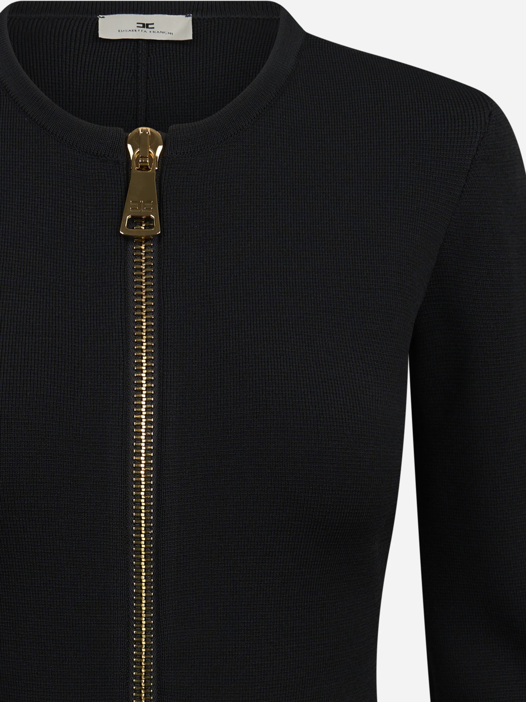 Cardigan in maglia con zip nero ELISABETTA FRANCHI – immagine 3 di 3