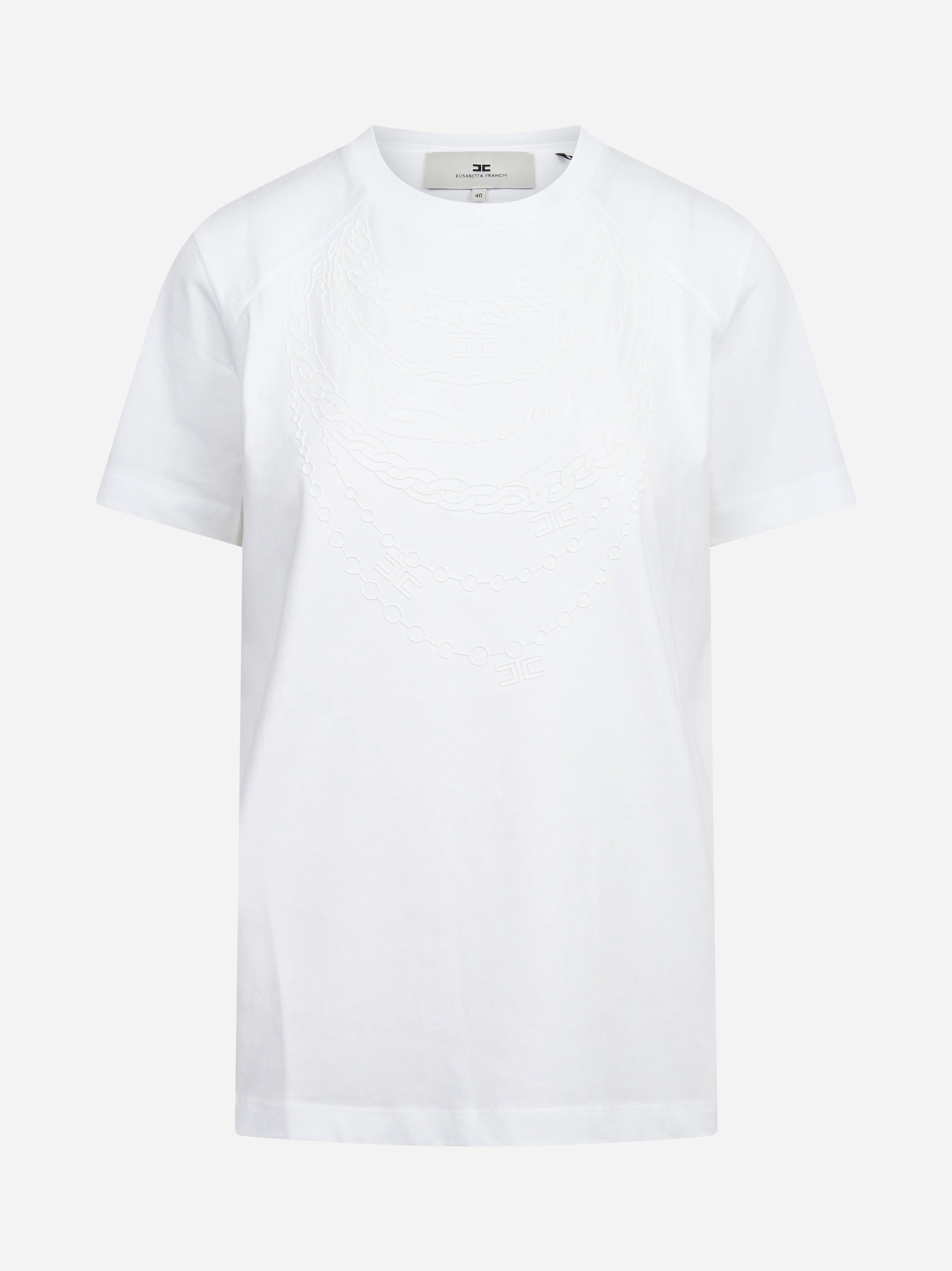 T-shirt girocollo in cotone bianca ELISABETTA FRANCHI – immagine 1 di 3