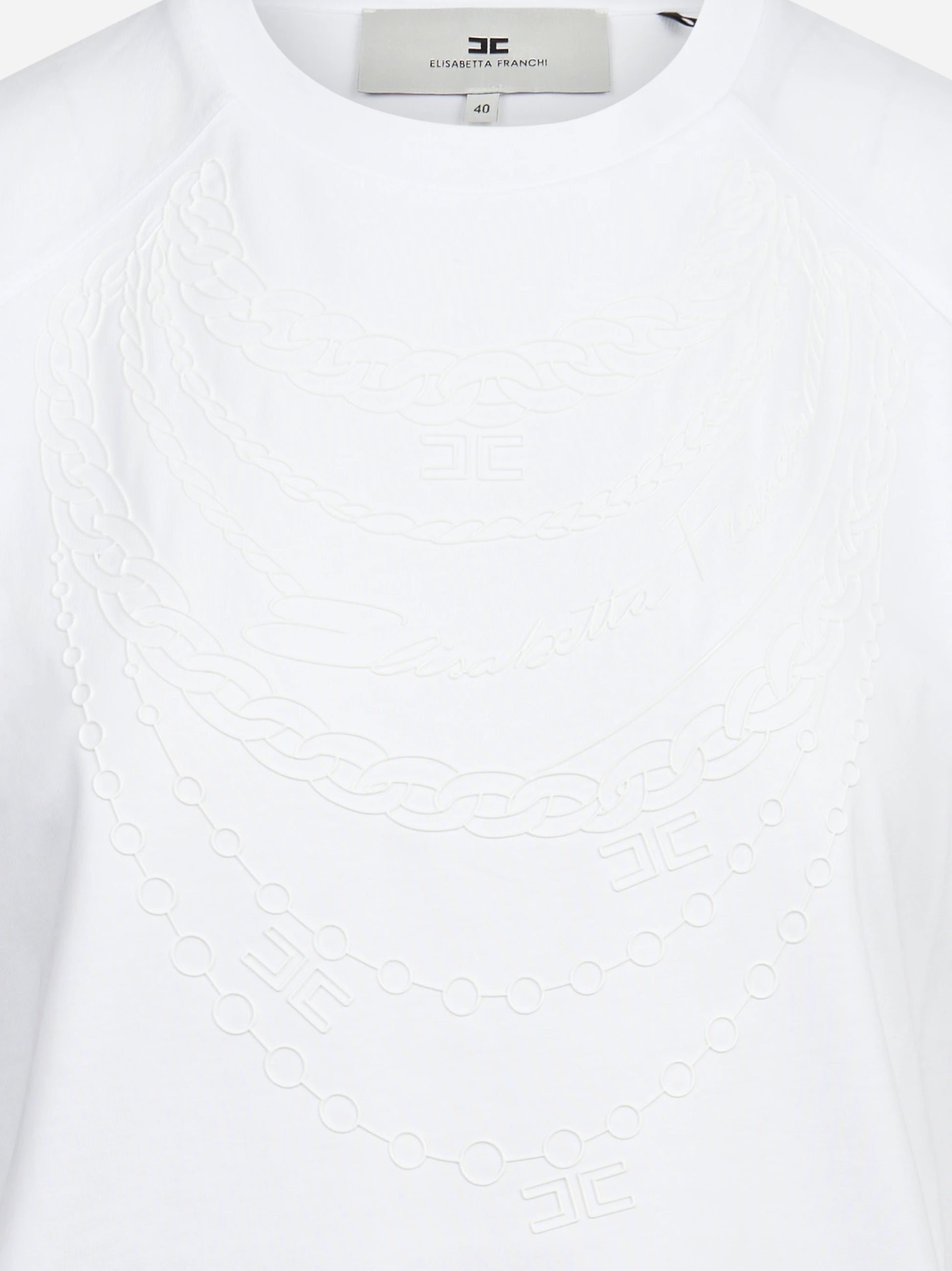 T-shirt girocollo in cotone bianca ELISABETTA FRANCHI – immagine 3 di 3