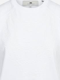 T-shirt girocollo in cotone bianca ELISABETTA FRANCHI – immagine 3 di 3