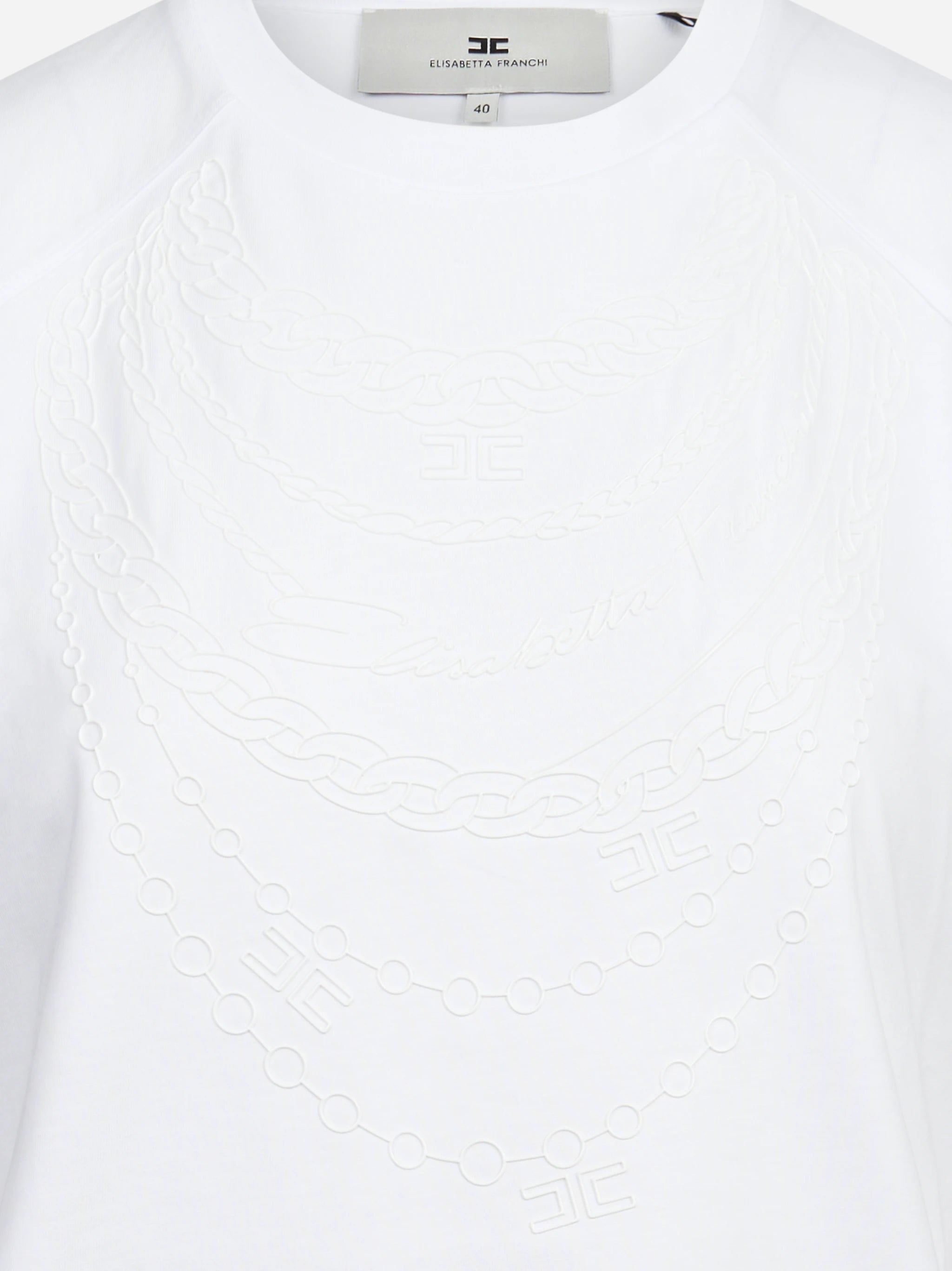 T-shirt girocollo in cotone bianca ELISABETTA FRANCHI – immagine 3 di 3