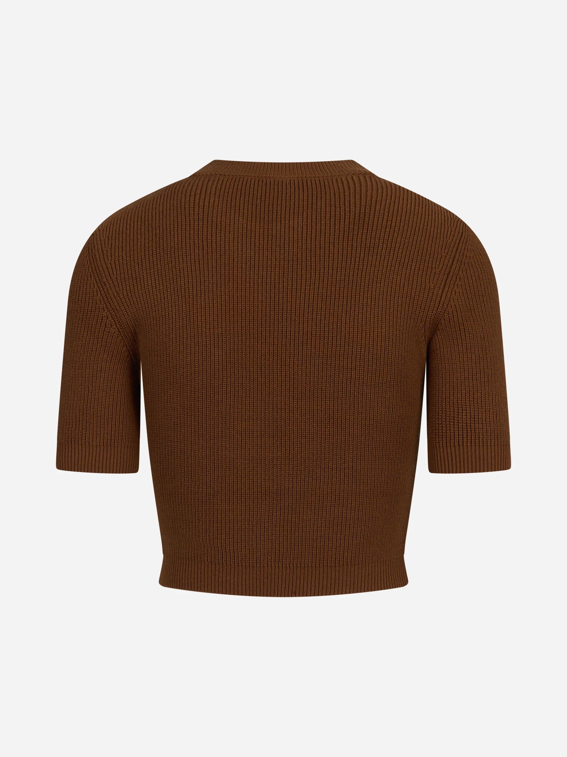 Top in maglia con dettagli gioiello marrone ELISABETTA FRANCHI – immagine 2 di 3