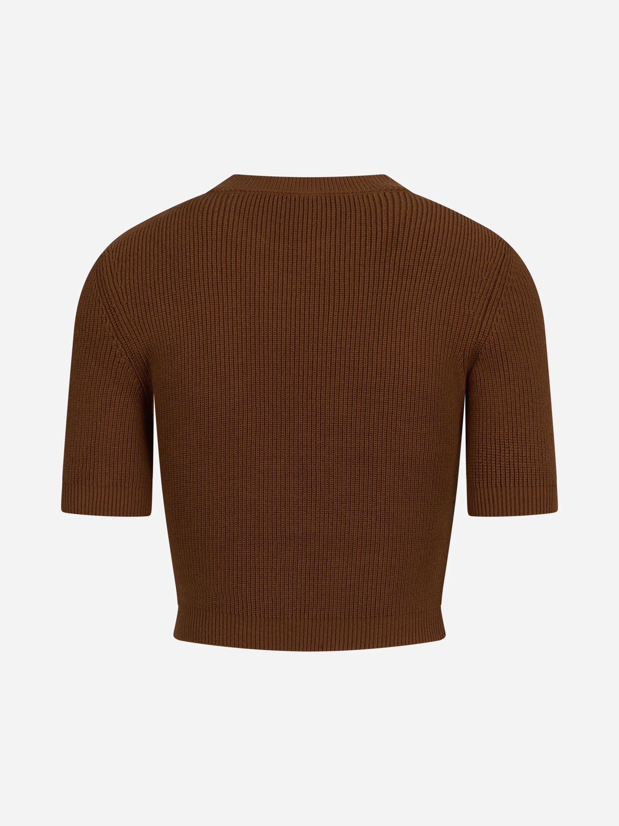 Top in maglia con dettagli gioiello marrone ELISABETTA FRANCHI – immagine 2 di 3