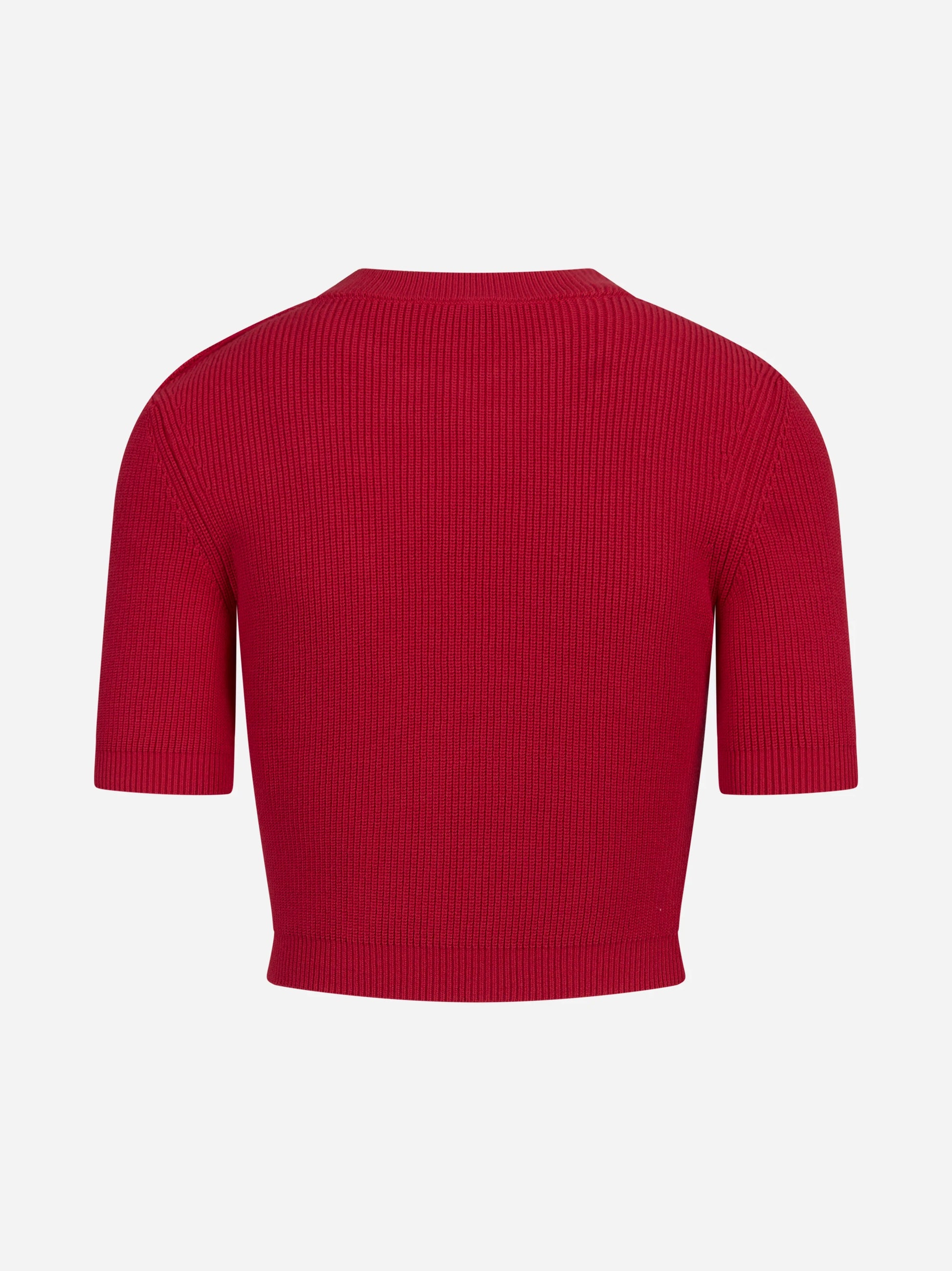 Top in maglia con dettagli gioiello rosso ELISABETTA FRANCHI – immagine 2 di 3