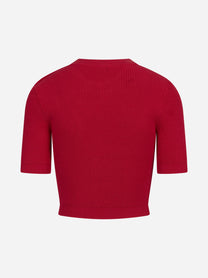 Top in maglia con dettagli gioiello rosso ELISABETTA FRANCHI – immagine 2 di 3