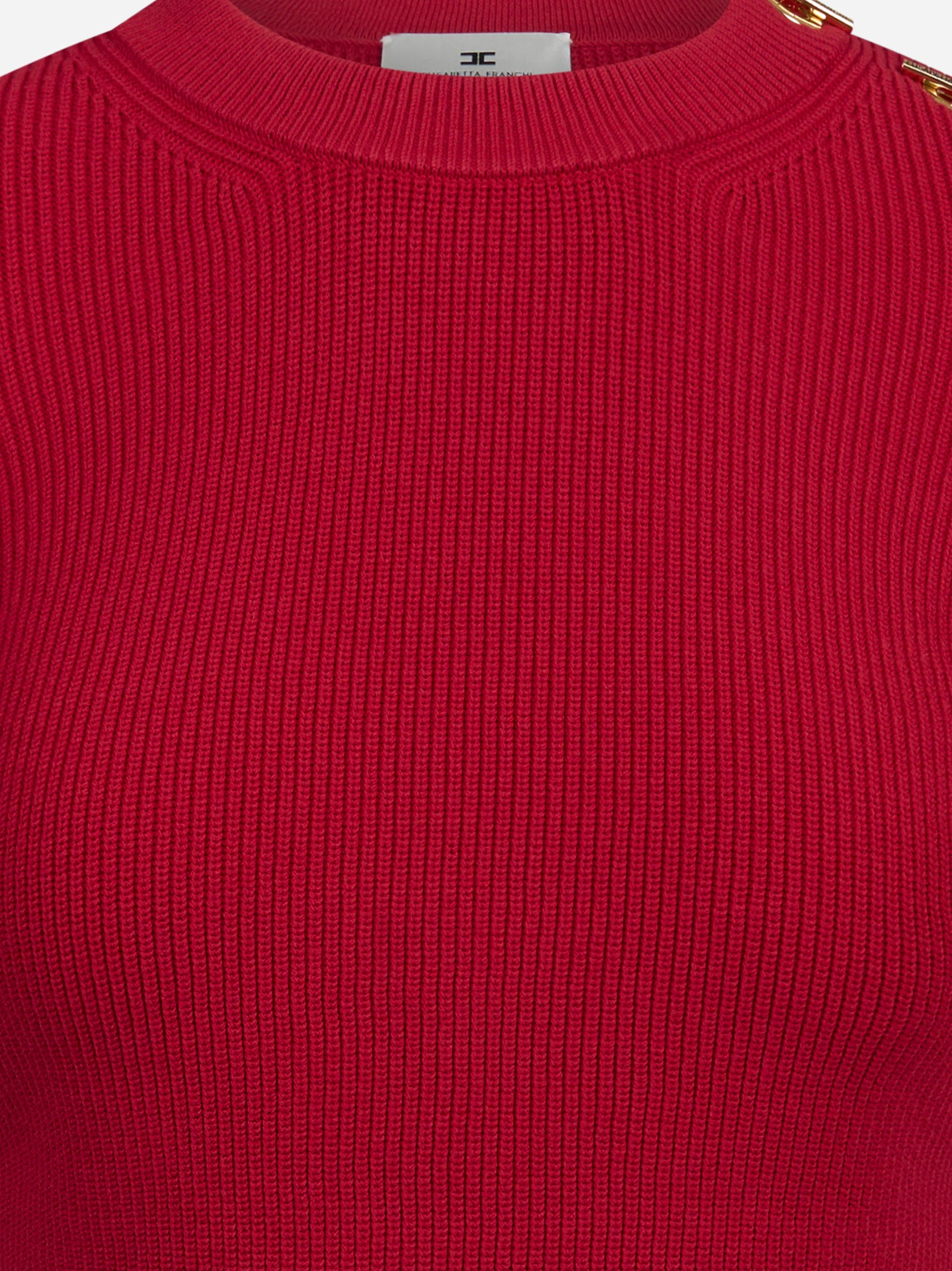Top in maglia con dettagli gioiello rosso ELISABETTA FRANCHI – immagine 3 di 3
