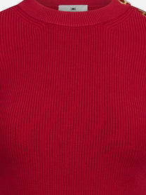 Top in maglia con dettagli gioiello rosso ELISABETTA FRANCHI – immagine 3 di 3
