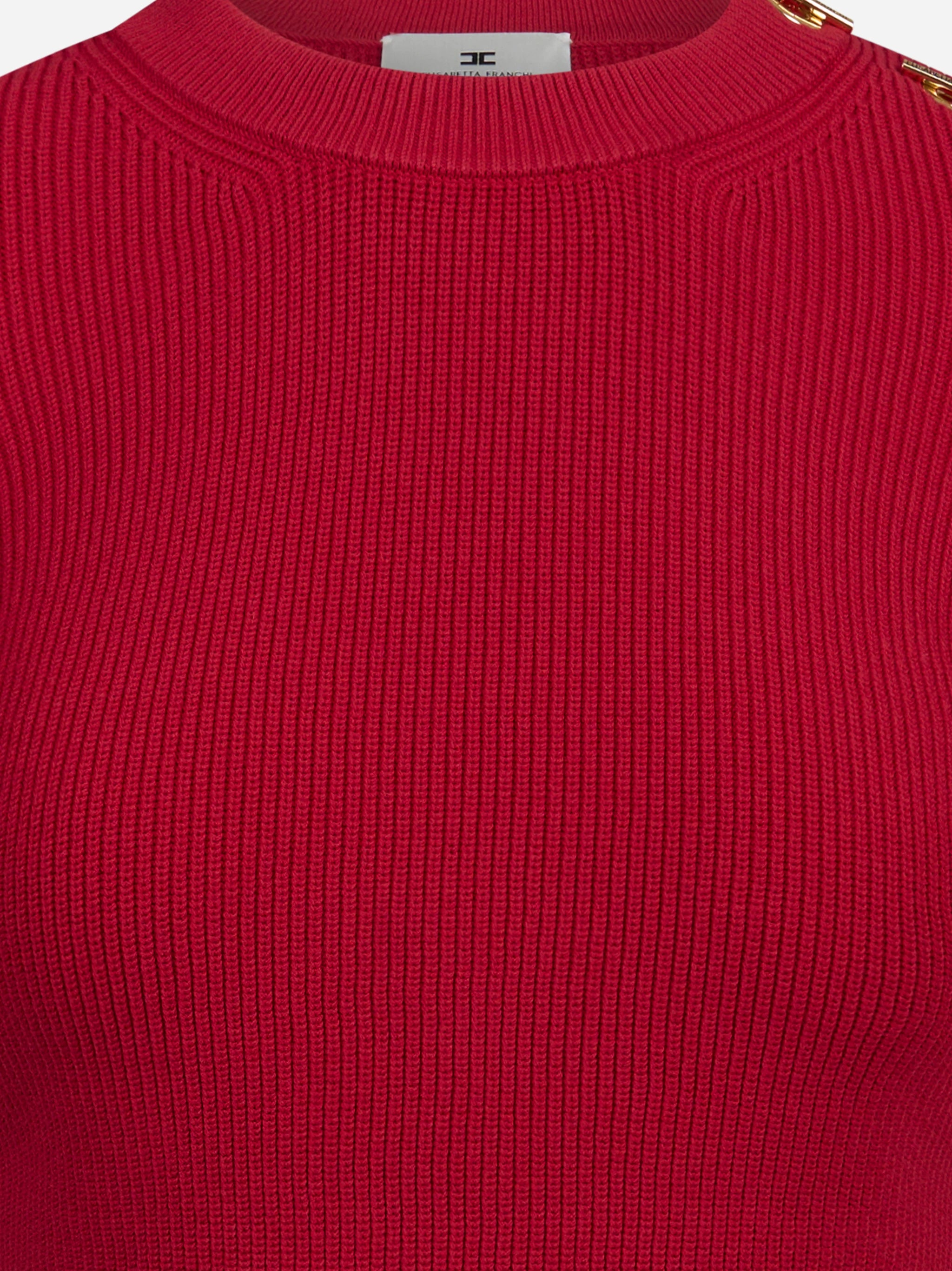 Top in maglia con dettagli gioiello rosso ELISABETTA FRANCHI – immagine 3 di 3