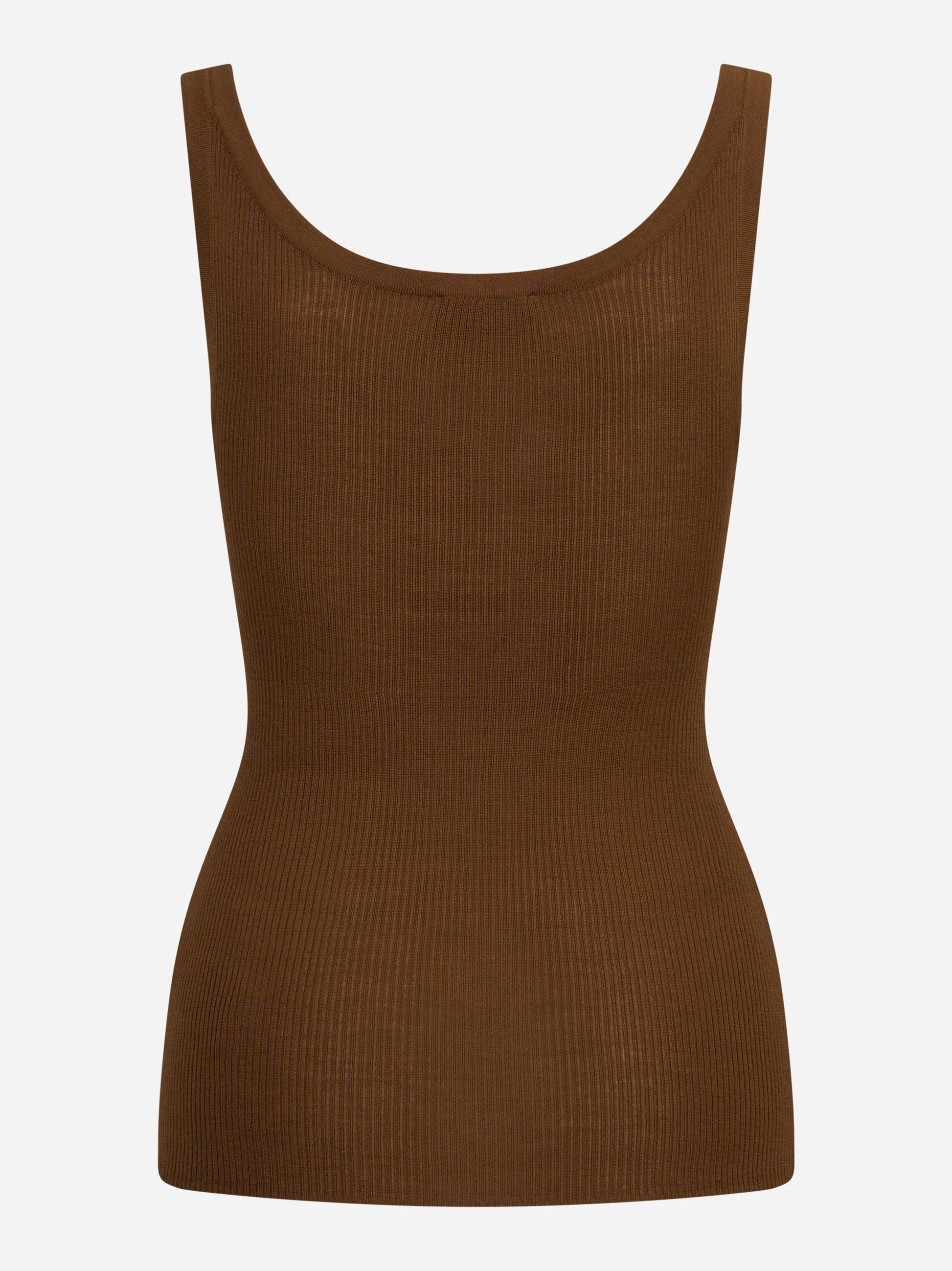 Canotta in maglia a costine marrone ELISABETTA FRANCHI – immagine 2 di 3