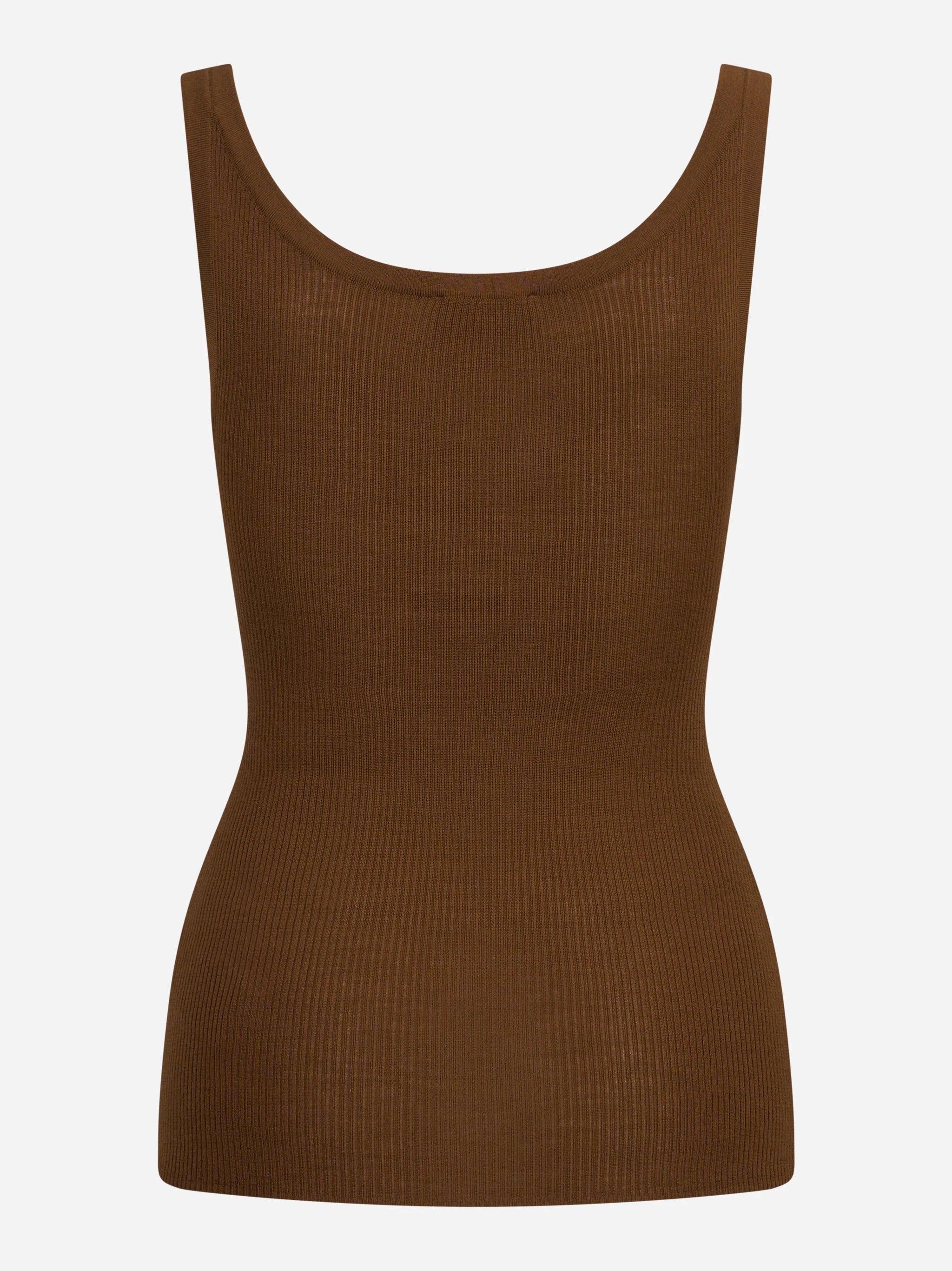 Canotta in maglia a costine marrone ELISABETTA FRANCHI – immagine 2 di 3