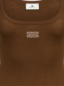 Canotta in maglia a costine marrone ELISABETTA FRANCHI – immagine 3 di 3